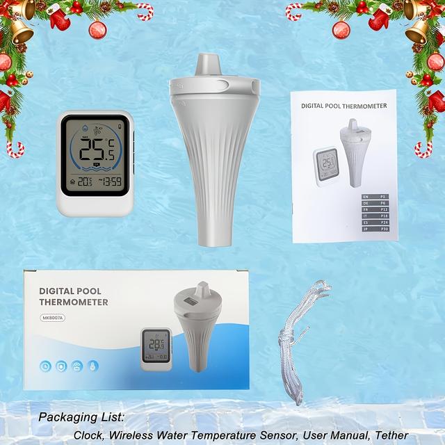TEMU Wireless Pool Thermometer Swimming Pool Water Thermostat, Without Battery Wireless Floating Pool Thermometer With Digital Display, Easy To Read, Suitable For Multiple Scenes In The Pool