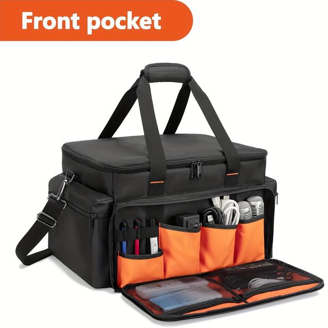 TEMU File Bag With Adjustable Dividers, 15.6'' Laptop Sleeve, Travel Musicians Gig Organizer Bag For Dj Gear, Music Equipment And Accessories(only Bag)