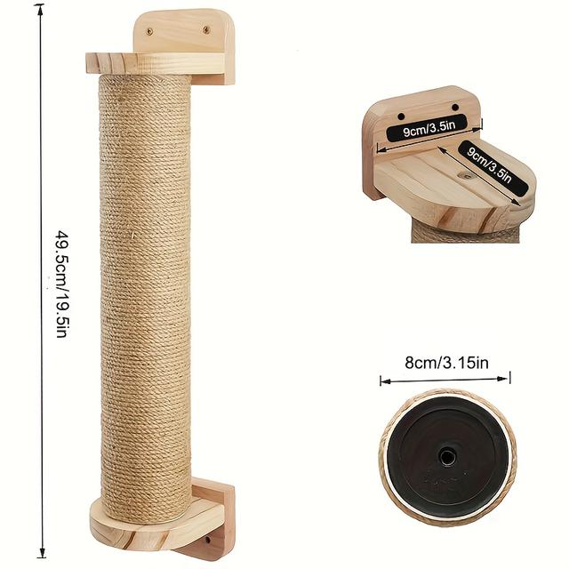 TEMU Wandkrabpaal, Indoor Activiteitenboom met Sisal Krabplank, Wandmeubel