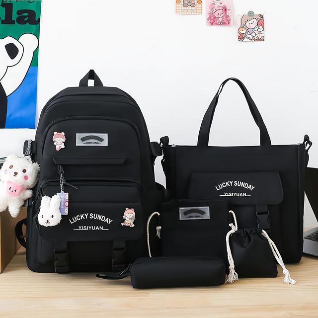 TEMU Uma Mochila Elegante e Espaçosa para Meninas com um Design Minimalista e , Apresentando um Estilo Color-Blocking , para Adolescentes, Para Adolescentes