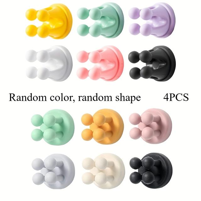 TEMU 4-piece Shower Razor Holder, Wall-mounted Toothbrush Organizer, Waterproof Hook – Essential For Kitchen, Bathroom & Office