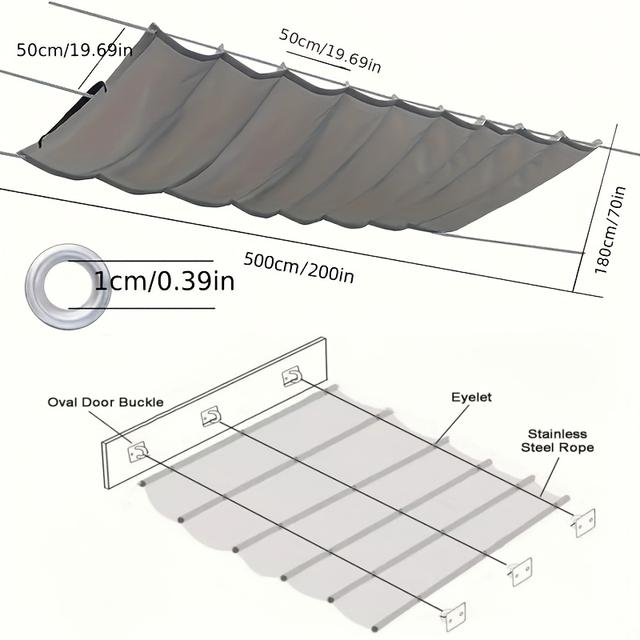 TEMU Retractable Awning,adjustable Polyester Fabric With Grommets,outdoor Shade,81-90% Sun Block,easy No-tools Installation For Patio Deck Garden,uv Pergola Cover,homeowners Outdoor Privacy Solution,