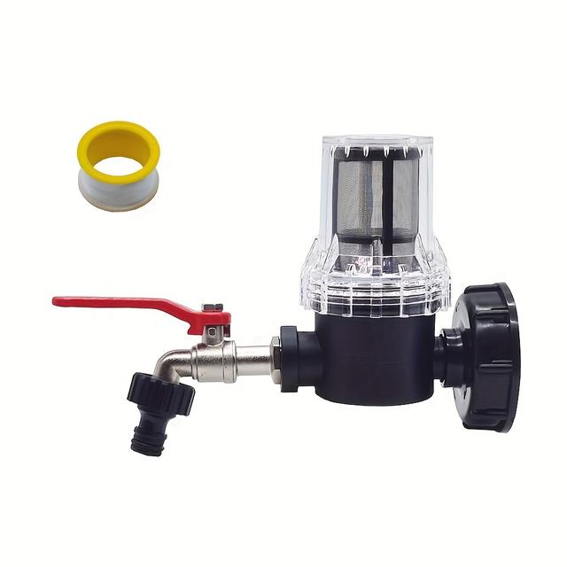 TEMU 1pc Of 1000 Liter Ibc Tank Tap Adapter S60x6 Thread /2-way Garden Hose Quick Connect Faucet Alloy Tank Valve Fitting