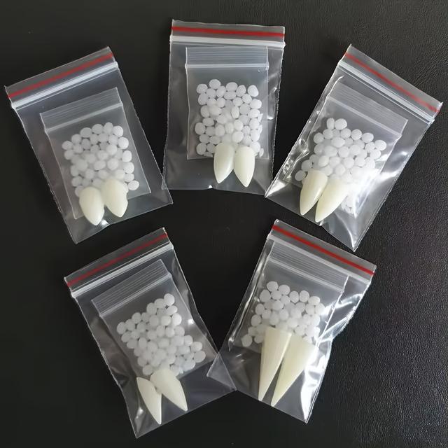 TEMU Diy Vampire Fangs Kit - Halloween Cosplay Teeth Props With Adhesive, No Battery Needed - & Party Decorations, For Halloween