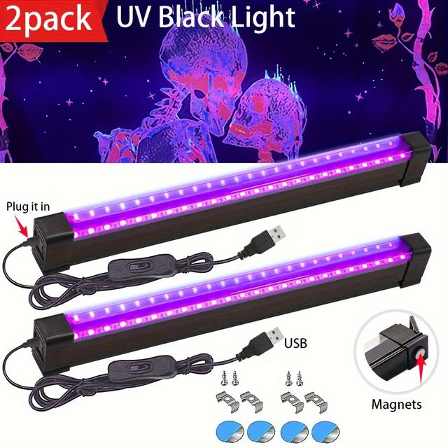 TEMU 2pcs LED 385-400Nm 5V USB con 12.67 Pulgadas Tira de Lámpara Luz de Lámpara de Baile, Tres en Armonía con El Disco Pintura Corporal Fluorescente