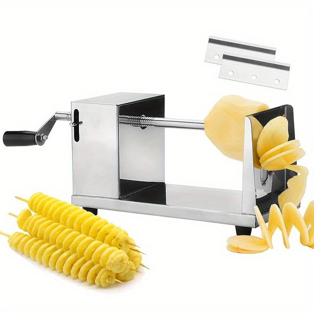 TEMU Stainless Steel Spiral Potato Slicer - Manual French Fry Cutter & Tornado Twister For Restaurants