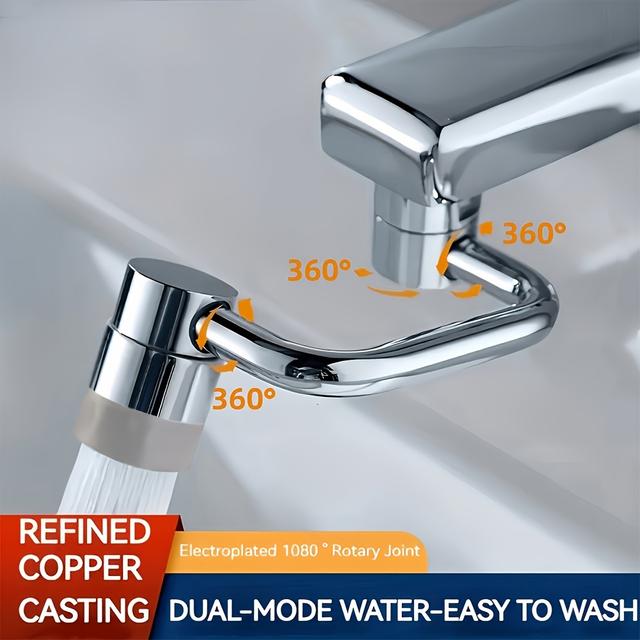 TEMU An Adjustable Copper Alloy Faucet Aerator With 2 Water Outlet , A 1080° Universal Rotating Robotic Arm, Shower Mode And Pressurized Mode, A Surprise Gift