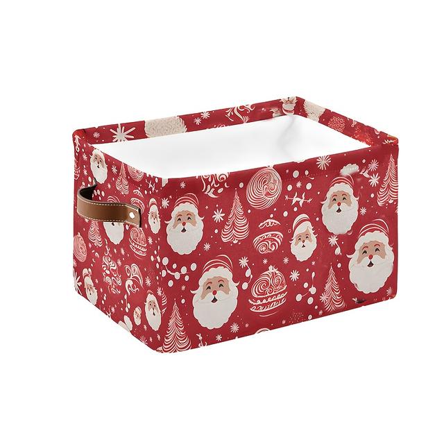 TEMU Large Foldable Christmas Storage Basket Featuring A Festive Design With Gingerbread, Canes, Snowflakes, And Christmas Trees. Ideal For Organizing Clothes, Books, Toys, And Party Supplies