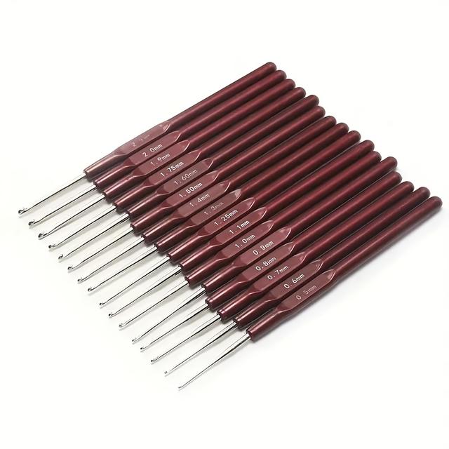 TEMU Juego de 16 Ganchos de Crochet, Ganchos Ergonómicos para Manos con Artritis, Juego de Agujas de Tejer de 16 Tamaños 0.5mm-2.5mm para Artesanías con Hilo de Crochet