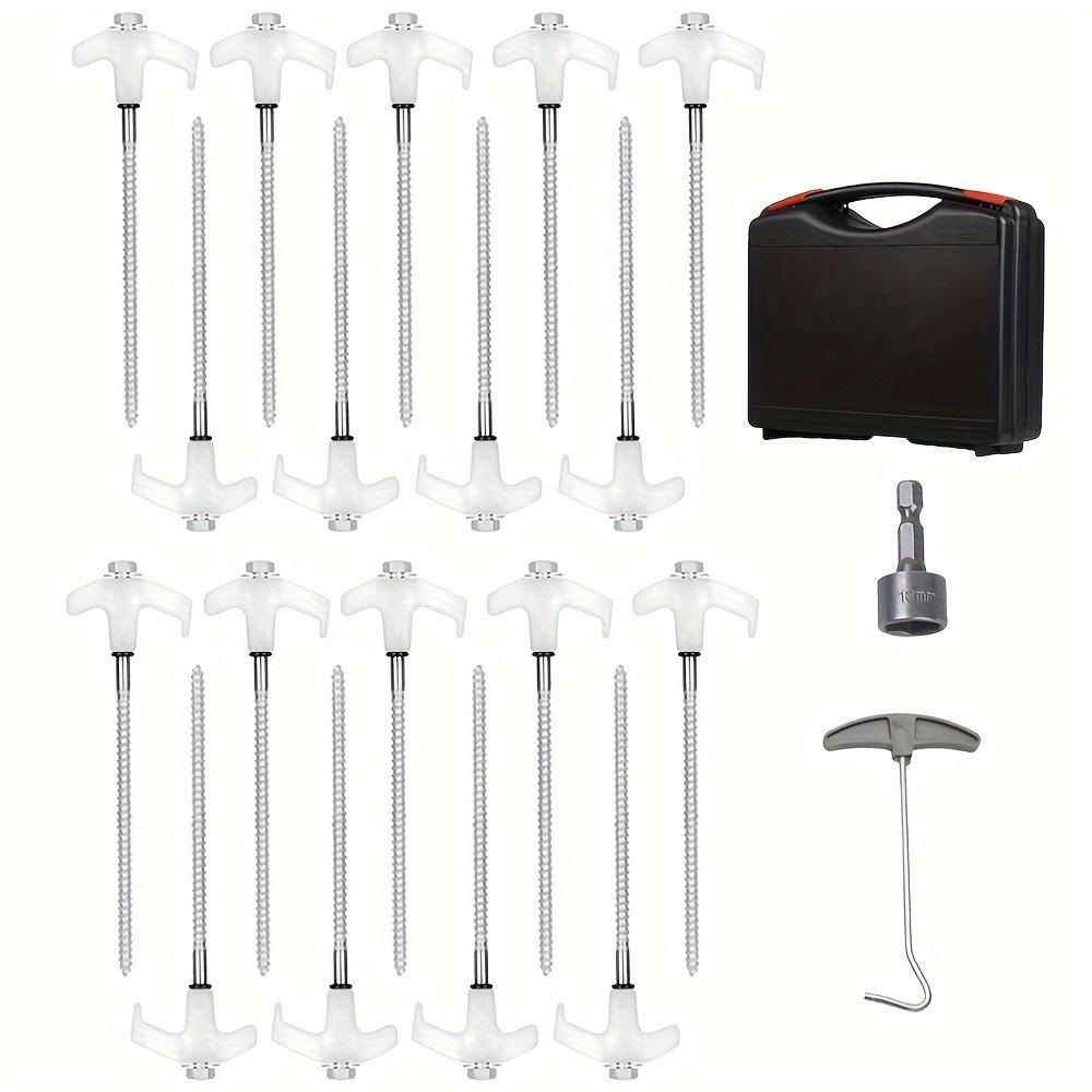 TEMU 18pcs -the-dark Tent Stakes Threaded Heavy Duty Tent Pegs With Storage Box Camping Outdoor Canopy Ground Nails Accessories