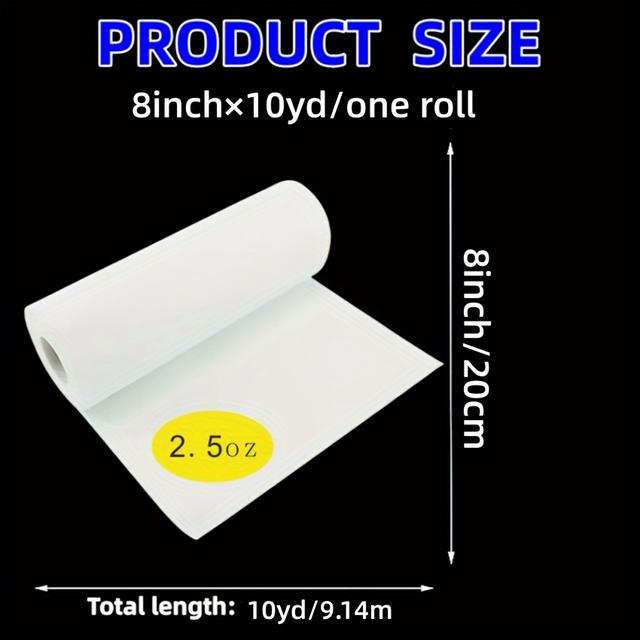 TEMU Easy-tear Embroidery Backing - Medium Weight 2.5oz, Adjustable Size (8" X 10yd Or 15" X 10yd) - Ideal For Machine & Hand Sewing