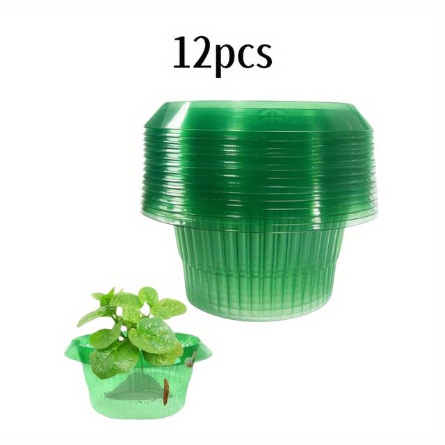 TEMU 12 قطعة من أكمام حماية البذور الشفافة الخضراء، حاجزات للبزاق والآفات، أطواق حماية نباتات بلاستيكية مستديرة، خصيصًا للعناية بالحدائق، أغطية واقية للزهور
