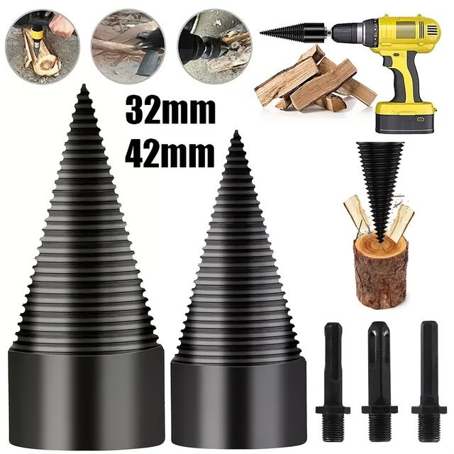 TEMU Perceuse à bois pour bois de chauffage, perceuse à fendre , séparateur de troncs d'arbre, séparateur conique pour perceuse