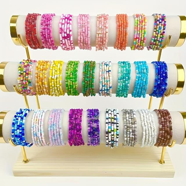 TEMU 30pcs Multicolor Bohemian Bead Set Stackable Seed Bead Anklet (random Colors)