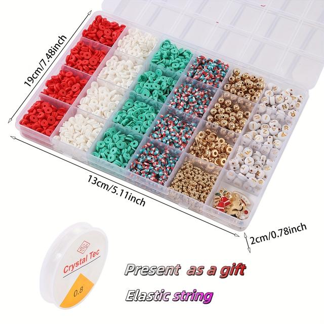 TEMU 2600pcs Christmas Polymer Clay Bead Kit With Letter Spacers For Diy Friendship Bracelets And Jewelry Making - Stylish Craft Set, Jewelry Kit, Christmas Holiday Gift