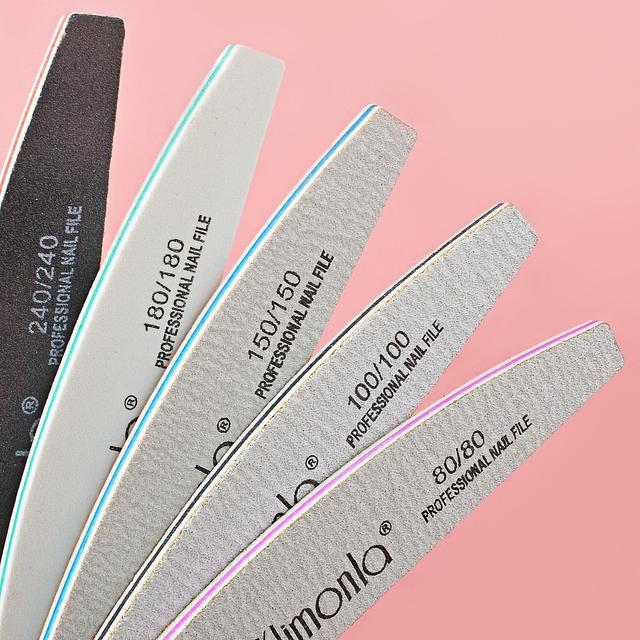 TEMU 5pcs/10pcs Professional Nail Art Tools, Including Half-moon Emery Board, Grinding Sanding Board And Nail File, High Quality Double-sided Grinding, Suitable For Professional Nail Art Without