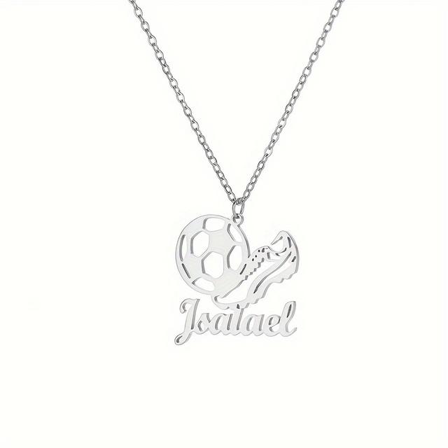 TEMU 1 Collar de Acero Inoxidable Minimalista con en Inglés para Eventos Deportivos, Estilo Deportivo, Regalo Familiar para Vestir, Vacaciones, , Joyería