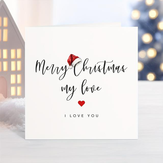 TEMU Husband Wife Boyfriend Girlfriend Christmas Card - Photo/text Insertion, Cute Couple Design With Names, Blank Inside For Messages - Holiday Gift For Partner, , Boyfriend, Girlfriend (paper Card)