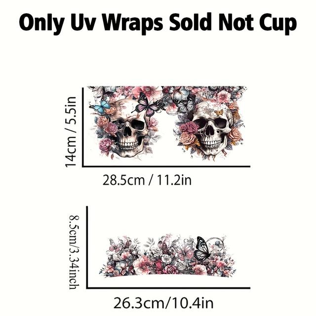 TEMU 2 Gothic Uv Dtf Transfer Cup Pvc Suitable For 40 Oz Glass - Waterproof And Scratch-resistant In A Quirky Style, Decoration Kit For Glass Cups, Coffee Mugs, Etc. (cup Not Included)
