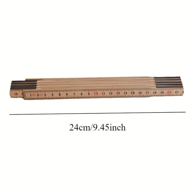 TEMU 2m 10-fach faltbares -Birkenholz-Lineal, multifunktional, langlebiges, ungeladenes Messwerkzeug
