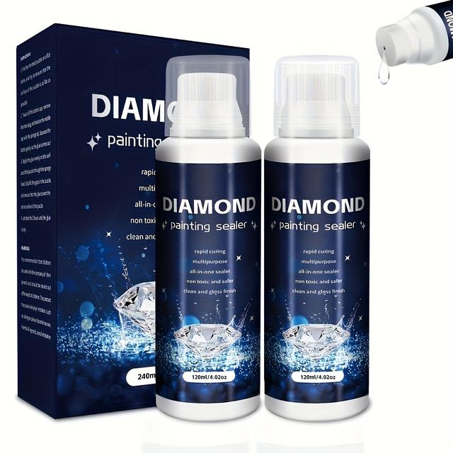 TEMU 1 Set Of 2 Bottles Diamond Painting Sealant, 120ml Per Bottle, Glue, Eva Crystal Pigment, Sealant, Permanently Shiny Sealing Kit, Suitable For Diamond Painting Protection