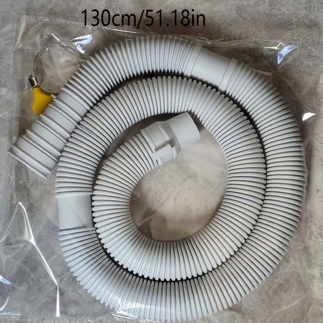 TEMU 【51.18インチ】洗濯機排水パイプ延長、自動排水ホース、タイプアクセサリー、ブル食器洗い機排水ホース（クランプ1個付き）