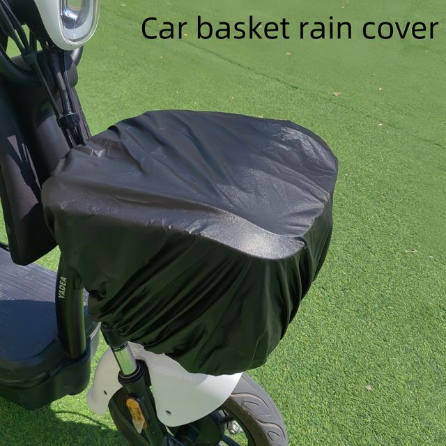 TEMU Extra-large Waterproof And Uv-resistant Bike Basket Cover - Suitable For Electric Scooters, Motorcycles, And Bicycles, Made Of Durable Pvc Material, In Black