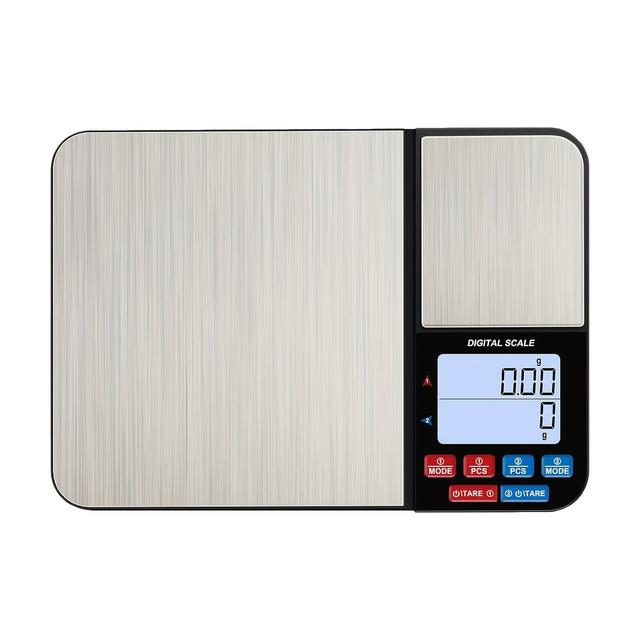 TEMU 1pc Large Dual Kitchen Scale, 2 0.01 G/0.001oz & 0.1 G/0.01oz, 5kg/11 Lb, With Stainless Steel Platform, Function, Christmas/gift (not Included Batteries)