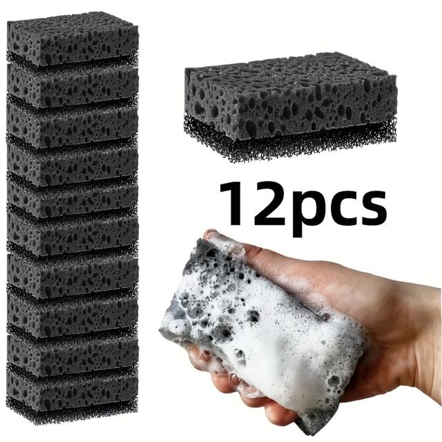 TEMU 12pcs Extra Strong , Oil-free Kitchen Cleaning Sponges - Seaweed Dishwasher And Grill Safe, Great For Tough Stains On Cookware And Outdoor Grills