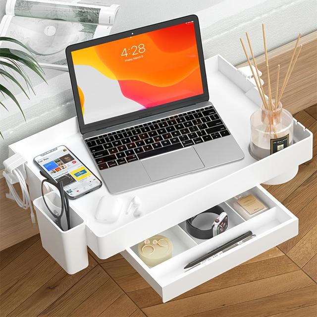 TEMU Foldable Bedside Shelf With Drawer, Bedside Shelf Storage Rack For Bunk Loft Beds, College Dormroom Essentials, Bed Side Tabletray Organizer, Clip On Nightstand, Solejazz