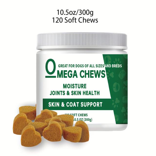 TEMU 120 Chews, 3 For Dogs, Fish Oil Treats For Dog, Light Beige & Coat Supplement, Salmon Oil, Shiny Coats, Dog Supplement Soft Chew