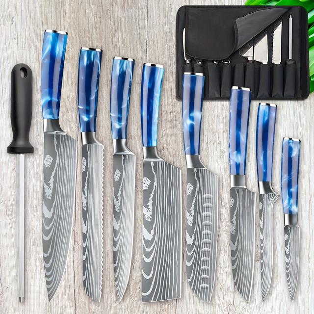 TEMU Kitchen Chef Knife Set, 8pcs Ultra-sharp Chef Knife Set, High-carbon Stainless Steel Kitchen Knife Set, Cooking Knife Set For Slicing Meat Vegetable Bread And Fruit