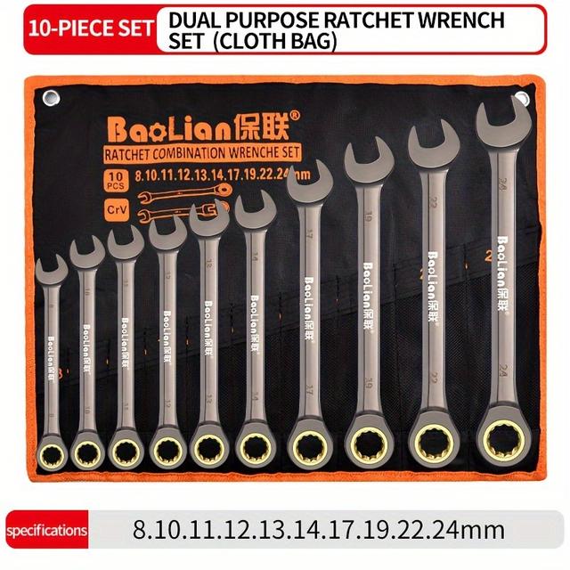 TEMU Jeu de Clés à Cliquet à Dégagement Rapide Polyvalent - à Double , Économie de Travail pour et Industriel