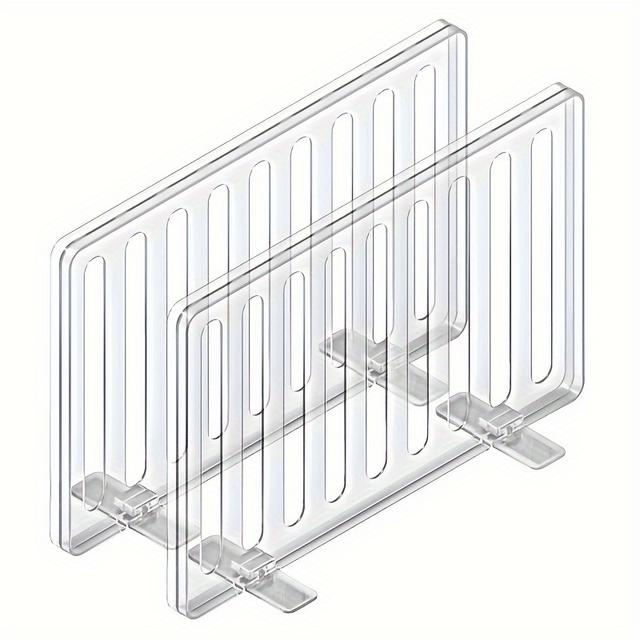 TEMU Transparent Set Of 2 Closet Shelves, Perfect For Organizing Clothes And Storage In Bedroom Cabinets And Kitchen Shelves, Shelf Dividers