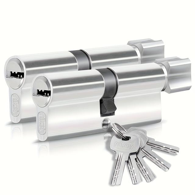 TEMU 2 Stück Schließzylinder, 30/30, 35/35, 40/40 mm, 2 Stück -Schließzylinder, Doppelschloss-Türschloss inkl. 5 Schlüssel, Größen: 90 mm, 80 mm, , 60 mm
