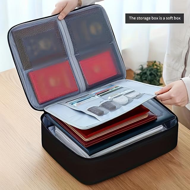 TEMU 1 шт. Вогнетривкий органайзер для документів із кодовим замком, 3-шаровий водонепроникний футляр – та портативний для подорожей та дому, підходить для ноутбука, файлів, сертифікатів і паспортів