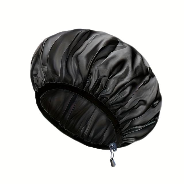 TEMU 1pc Women'-layer High Quality Shower Cap - Adjustable Elastic Cap For Long Hair, Durable Material, Stylish Solid , Use For Shower, Swimming & Spa, Swimming Hair Cap | Cap | High Quality Material