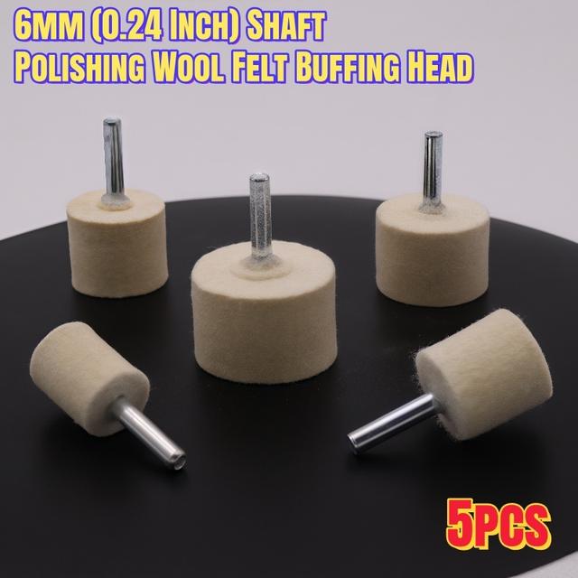 TEMU [diy]6mm 0.24 Inch Shaft Wool Felt Polishing Wheel Head For Rotary Tools Metal Aluminum Car Truck Auto Buffer Polisher Vehicle Paint Polishing Jewelry Wood Diy Craft Surface Finishing