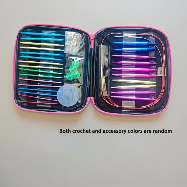 TEMU Zestaw Aluminiowych Okrągłych Drutów do Robienia na Druty, Wymienne Szydełki, Akcesoria do Tkania i Rękodzieła z Przędzy, Zestaw Narzędzi
