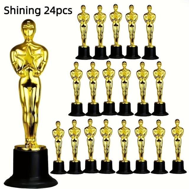 TEMU 24pcs Golden Awards, 6 Inch Plastic Figurines, Thank Favors, Ceremony And Decorations