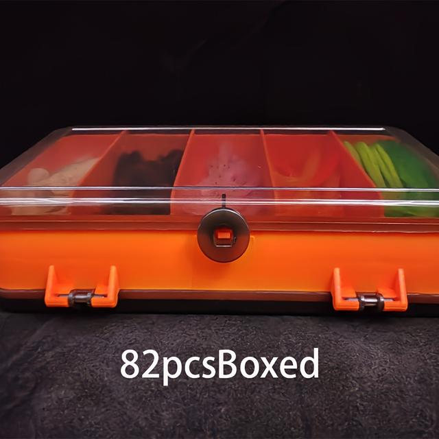 TEMU 82pcs Lead Head Hook Soft Lure Set, Fishing Tackle Kit With Artificial Baits