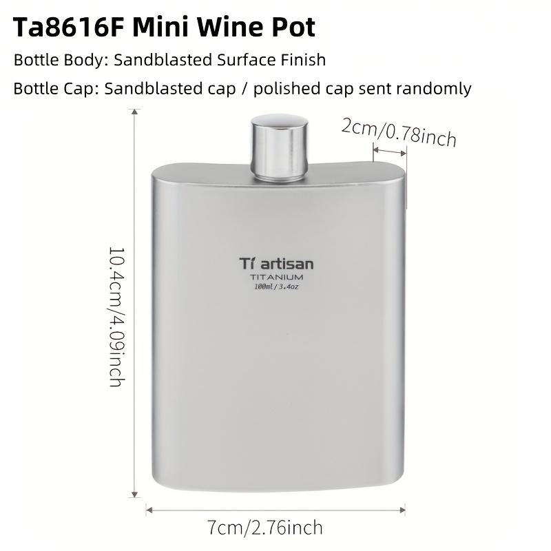 TEMU Tiartisan 1pc Pure Titanium 100ml/3.52oz Small Bottle, Outdoor Camping Ultralight Portable Mini Hip , Sealed Leakproof Pot, Drinkware