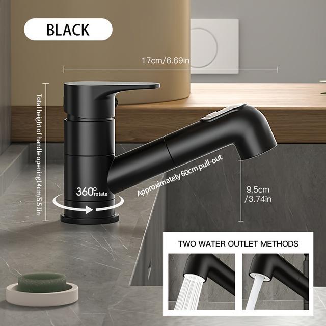 TEMU 1pc de Lavabo Extraíble de Lujo con Función de - Rotación de 360°, Agua Caliente y Fría, Giratorio para Espacios Pequeños