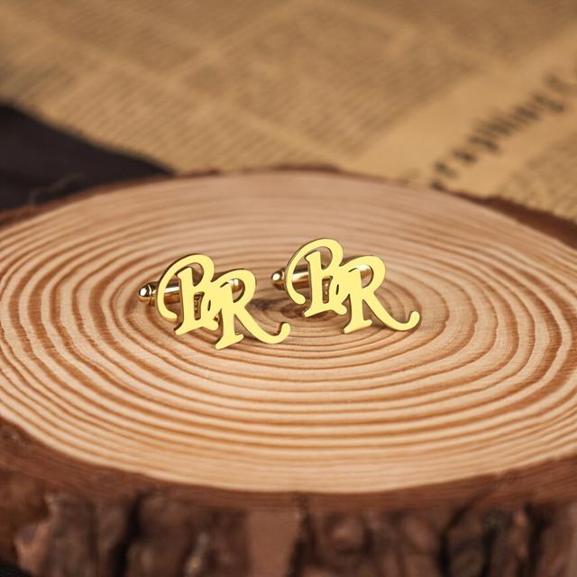 TEMU Custom-made Stainless Steel Cufflinks For Men Featuring 2 Letters In A Stylish And , Perfect For Gifting To For Weddings, Graduations, Interviews, Or Holidays