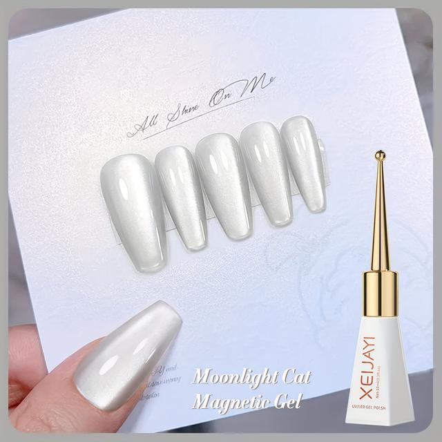 TEMU Staff Bottle Porcelain White Cat Eye -- Porcelain White Cat Eye Nail Polish Gel, New Style For Spring And , Enhances Brightness With Super Sparkle, Perfect For Nail Salons