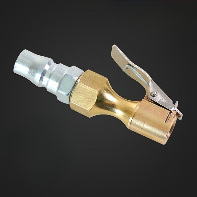 TEMU Quick Connection Male Head Turn Tire Fast Inflation, Strengthen Quick Clip Inflatable Nozzle, Heavy Duty Locking Tire Inflatable Chuck With Clamp-fit, Copper Material, Fast Ventilation