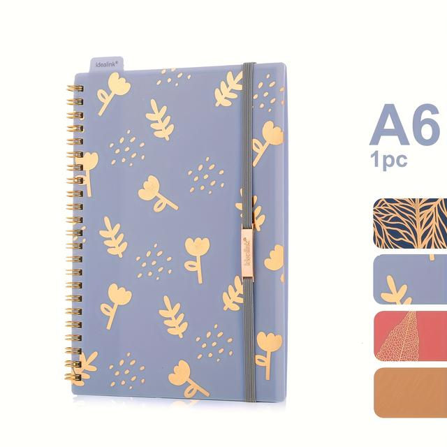 TEMU 1pc, 160 Pages, A5/a6 Size, Pp Coil Spiral Notebook, With Hot Stamping, Bandage Diary, Pp , Stationery, Teacher Materials, Office Supplies, Study Materials, Back-to-school Items.