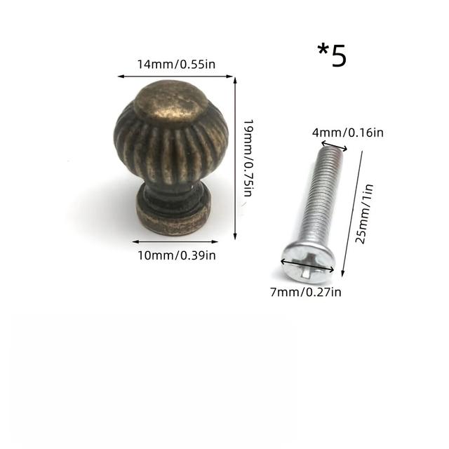 TEMU 5pcs Hole Small Pulls Round Head Drawer Pulls Gift Box Jewellery Box Drawer Pulls, Vintage Cabinet Handles And Knobs, Vintage Drawer Knobs, Mini Knobs, For Furniture Additions