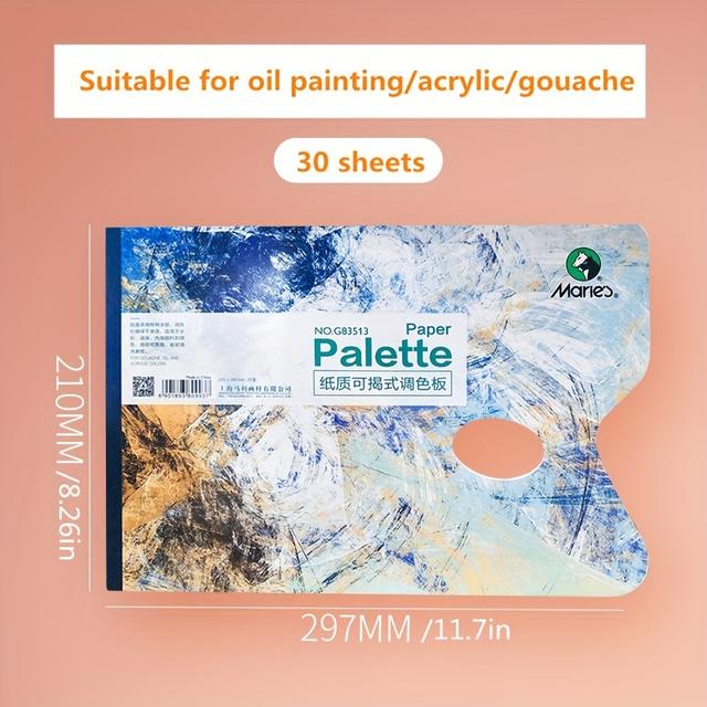 TEMU 1pc Paper Palette With Disposable Watercolor Oil Painting Palette Removable Paper Palette For Acrylic, Oil Paints And Watercolors Suitable For Painting Scenes