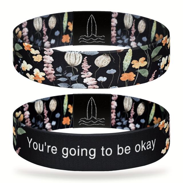 TEMU 1pc Of Elastic Wristband Featuring A Motivational Quote, Sports And Casual Wear. A Wonderful Gift For Anyone, This Cute Bracelet Showcases A Double-sided Print Of Watercolor Wildflowers